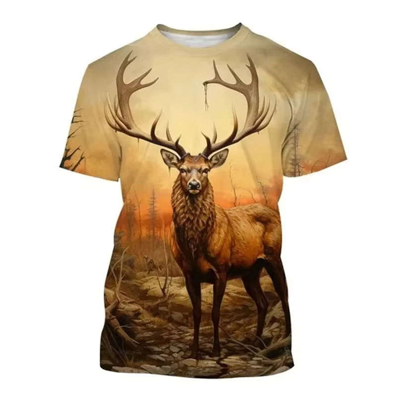 Deer 3D Printing T-shirt Funny - Outdoor Hunting Graphic Tees recension och pris