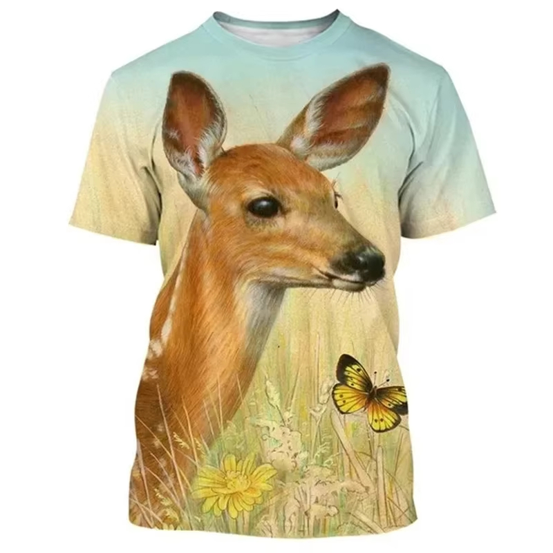 Deer 3D Printing T-shirt Funny - Outdoor Hunting Graphic Tees recension och pris