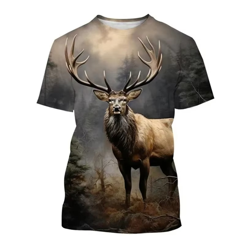 Deer 3D Printing T-shirt Funny - Outdoor Hunting Graphic Tees recension och pris