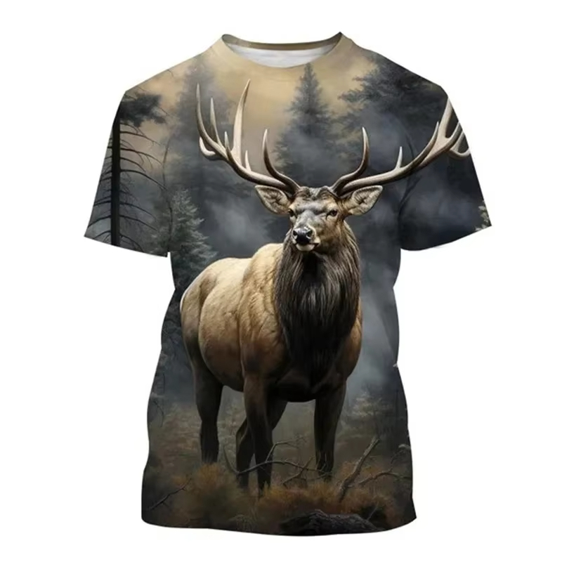 Deer 3D Printing T-shirt Funny - Outdoor Hunting Graphic Tees recension och pris