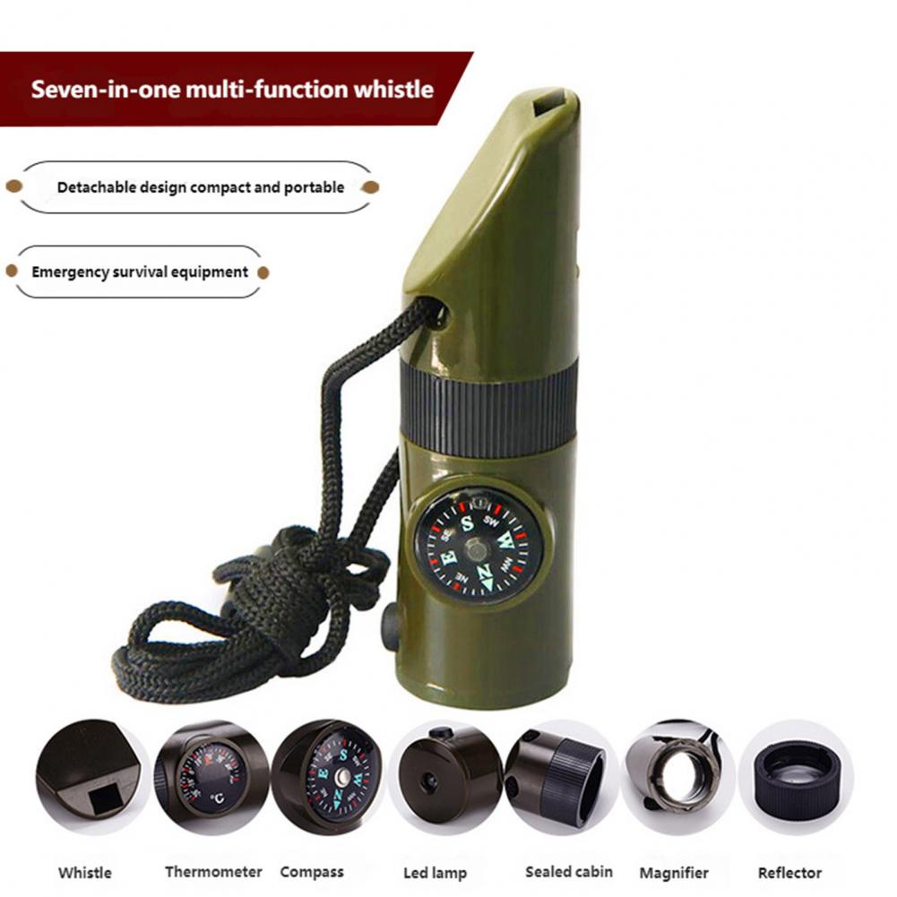 7-In-1 Multifunctional Whistle - Hunting Outdoor Thermometer recension och pris