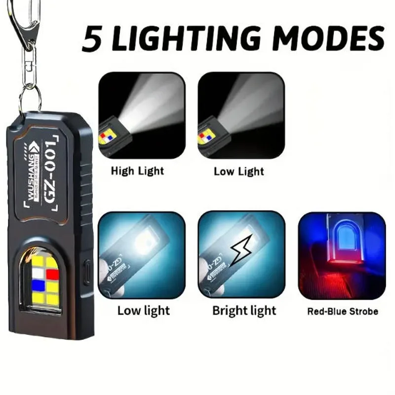 Powerful Mini COB LED Keychain - Tactical Flashlight Rechargeable recension och pris