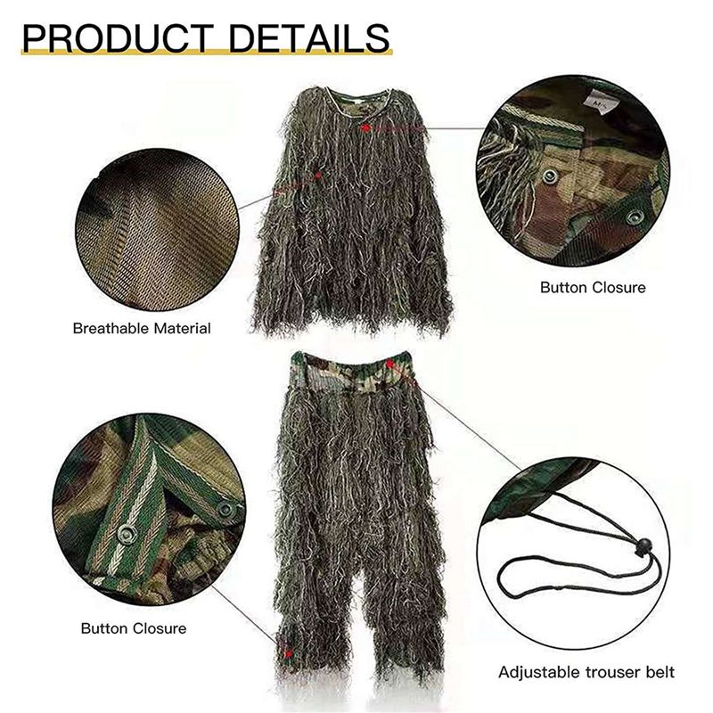 AEF6-2X 5 In 1 Ghillie Suit,3D - Hunting Outdoor Apparel recension och pris