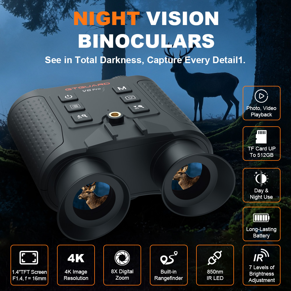 4K Night Vision Binoculars 8X  - Hunting Outdoor Day recension och pris